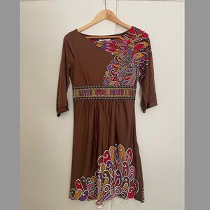 Tibi New York Brown Print Silk Dress